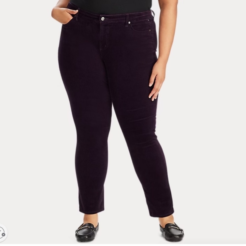 Lauren Ralph Lauren Premier Straight Curvy Purple Corduroy Pants